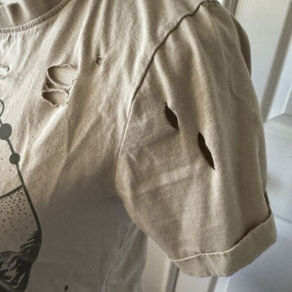 Universe Moon Stars Jr Womens T Shirt Sz Small Destroyed Holes Y2K Skater Street - Picture 6 of 14